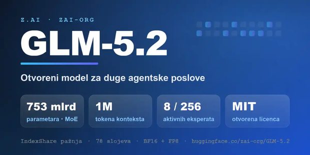 GLM-5.2 kartica sa ključnim brojkama
